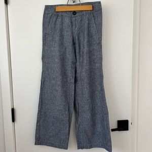 Anthropologie Pilcro | Wide-Leg Mid- Rise Linen-Blend Blue Pants